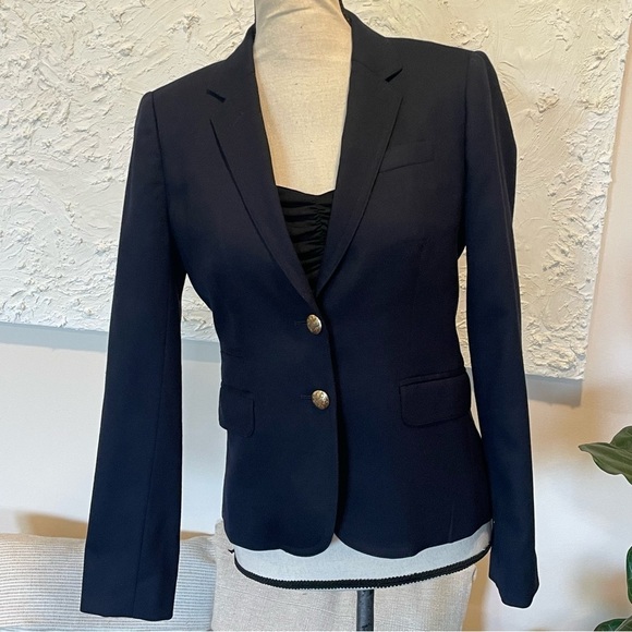 J.Crew Women's Schoolboy Blazer Navy Blue Wool Gold Buttons size 2 - Picture 4 of 9